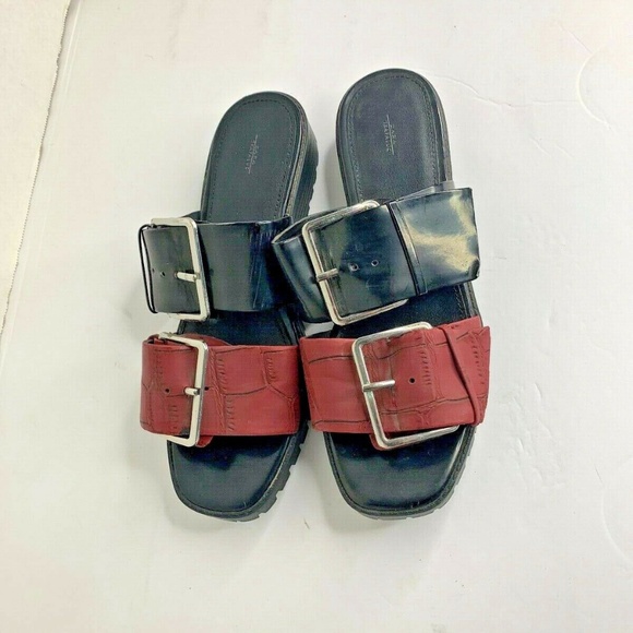 Zara Taraluc Womens Sz 8 38 Double Buckle Slide Sandal Slip On No Slip Sole Non